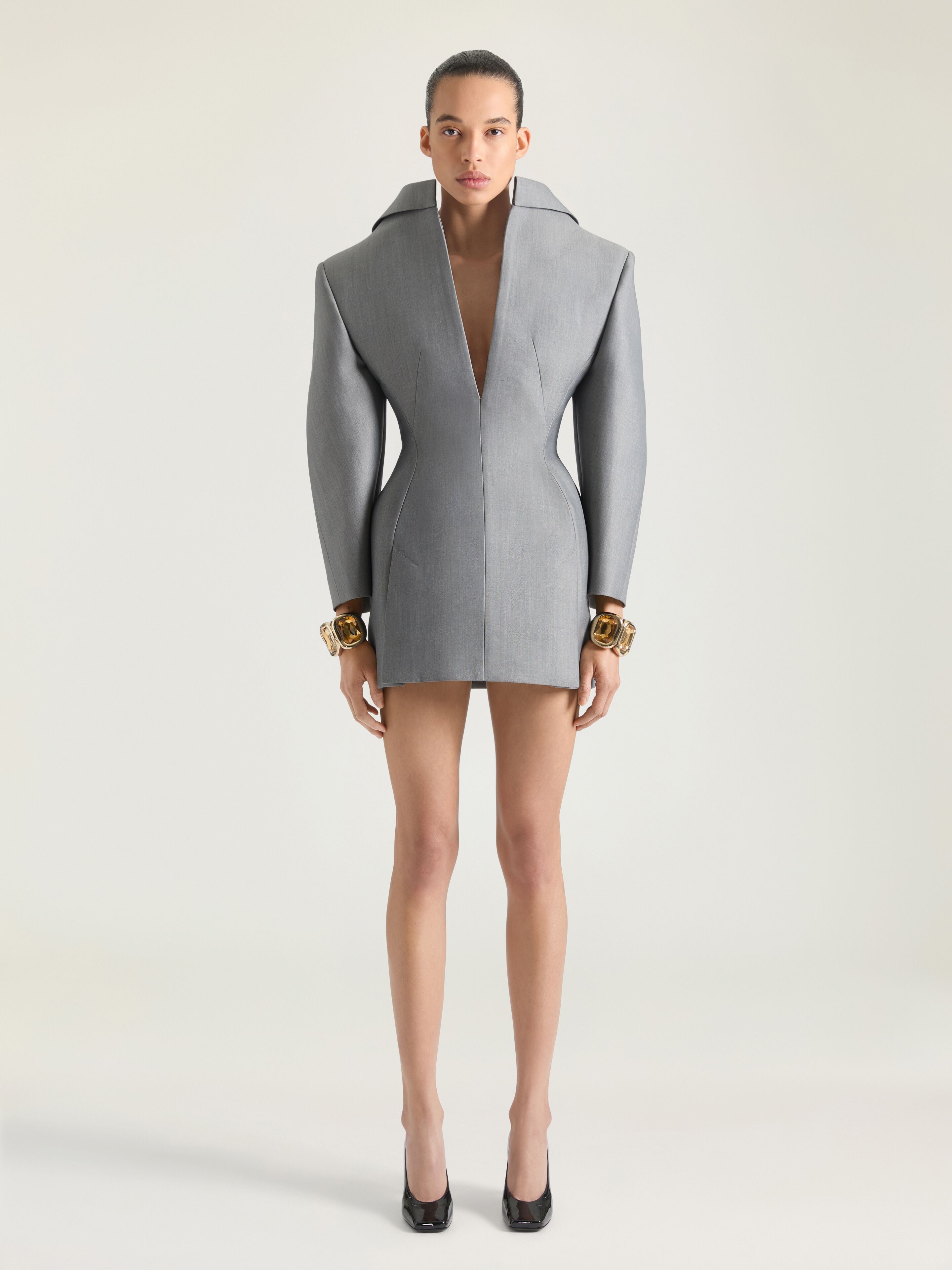 Back-to-front tailored dress in wool